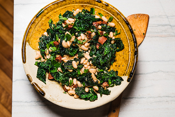 beans greens and chorizo