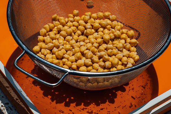 chickpeas in a strainer
