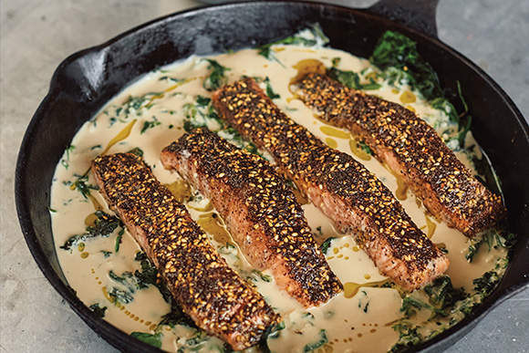 za'atar salmon in a pan